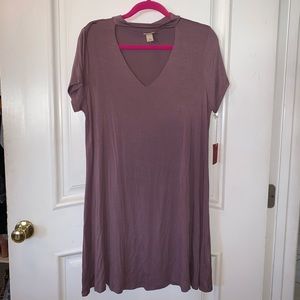 V neck T-shirt dress